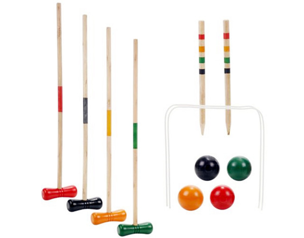 4 player kids small Wooden Croquet Set