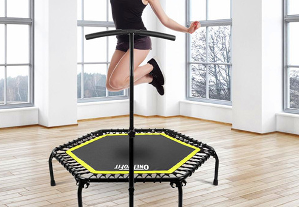 Folding Round Trampoline with Basketball Hoop